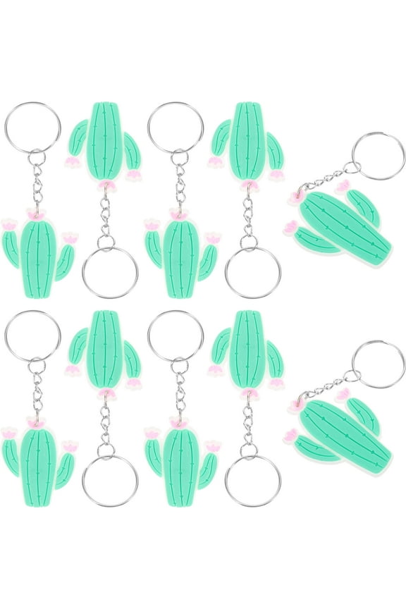 Keychain Pendant Cactus Shape Keychain Plastic Light Green Decoration 10pcs
