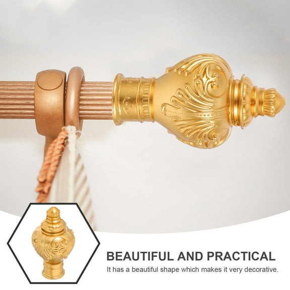 Hemoton 10 Pcs Decorative Window Finials Curtain Rod Cap End Golden