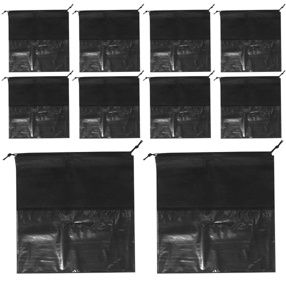 Hemoton 10 Pcs Travel Shoe Bags Large Non-Woven Drawstring Shoes Storage Bag With Clear Window Portable Waterproof Dustproof Pouch Packing Organizer For Men Women