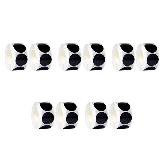 Hemoton 10 pcs  Black Circle Stickers Roll Sealing Dot Labels for Office and Classroom Permanent Adhesive, Blank Writing Labels for Spice Jars and Kitchen Pantry 25mm