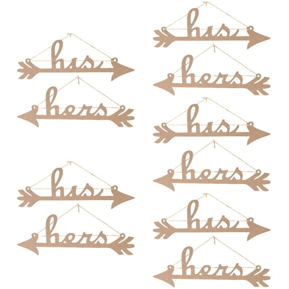 Hemoton 10 pcs Wedding Chair His Hers Sign Wedding Party Chair Hanging Decor Wedding Stuff