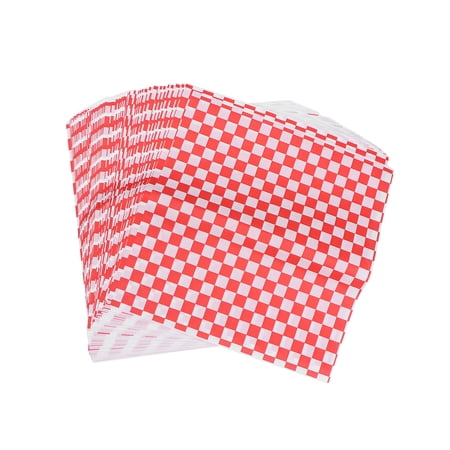 Hemoton 100 Sheets Checkered Deli Basket Liner Checkered Food Wrapping Papers Grease-Resistant Sandwich Wrap Prevents Food Stains