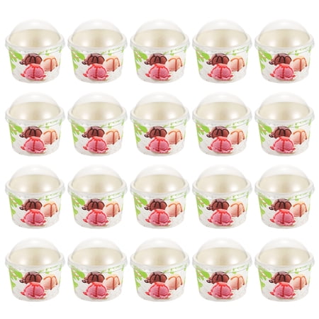 WEAVILUX Round Dessert Cups 100 Sets Assorted Colors Paper and PP Material for Wedding Party and Events
