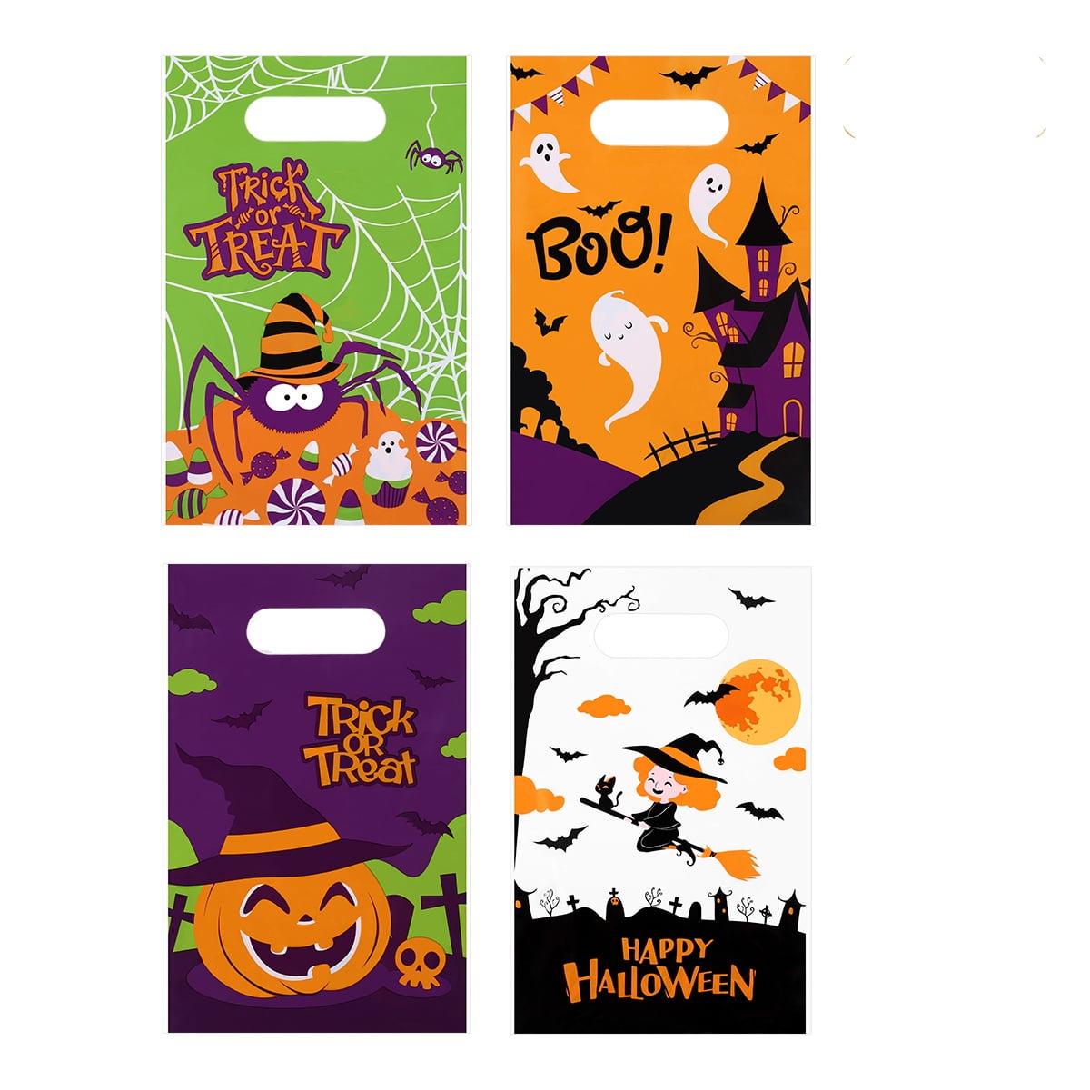 Hemoton 100pcs Halloween Plastic Bags Candy Bags Portable Reusable