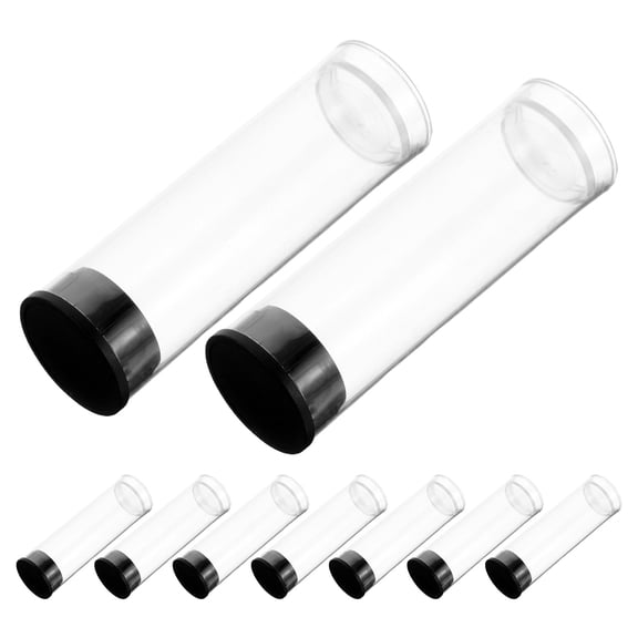 HEMOTON 100pcs Travel Toothbrush Holder Plastic Case Transparent Replacement Head Packaging Cover for Bathroom with Black Lid