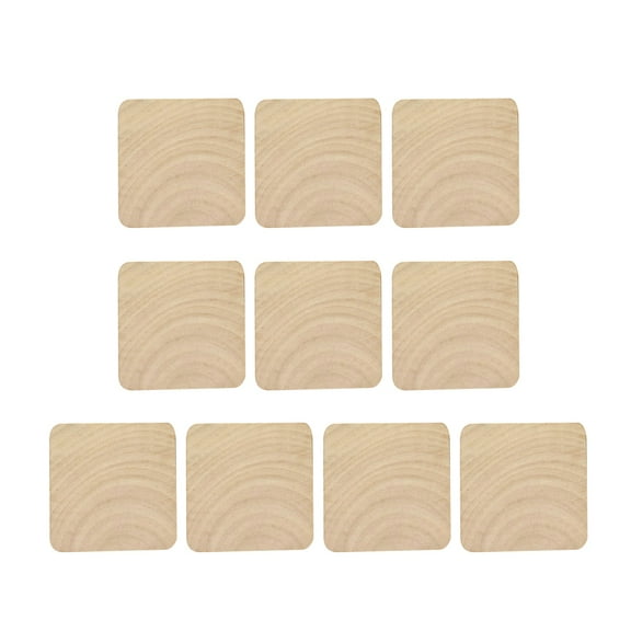 Hemoton 10PCS 4x4x1.2cm Blank Wood Cube Square DIY Unfinished Blocks for Stamp DIY Crafts Making