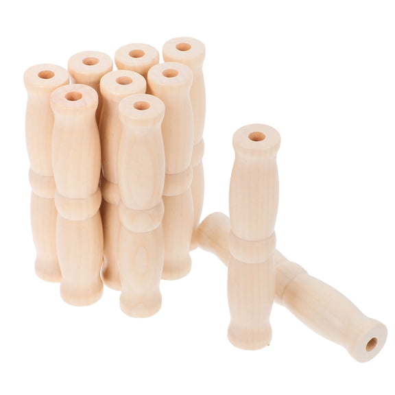 Hemoton 10PCS Bucket Wood Handle Replacement Grip Carrying Handles for Pail Basket Galvanized Steel and Plastic Container Construction Paint Crafting