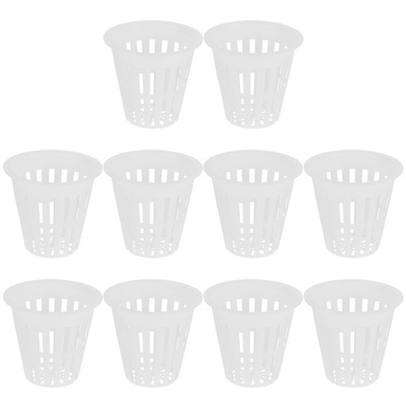 Hemoton 10Pcs Plastic Hydroponics Net Pot Slotted Mesh Net Cups Plant Nursery Pots