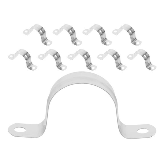 Hemoton 10Pcs Stainless Steel Plumbing Pipe Saddle Clip Brackets 35 mm Saddle Clamp U-Type Tube Strap Tension Clip Silver