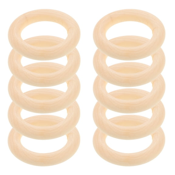 Hytrove Jewelry Making Solid Wood Craft Rings 10Pcs 1.57X1.57X0.20in