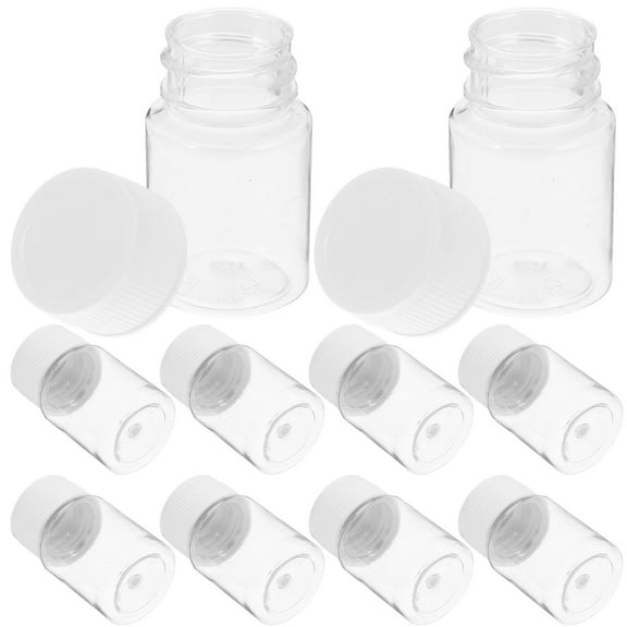 Hemoton 10pcs Clear Plastic Medicine Container With Caps Ideal For Liquid Solid And Powder Storage Empty Pills Bottles For Home Travel And Medical Use
