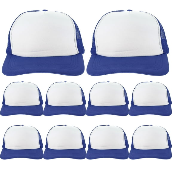 SOPOTUTU 10pcs Sublimation Blank Hats for Heat Transfer Baseball Hats Blue Polyester for Vacations