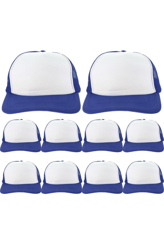 10Pcs Blue Blank Mesh Baseball Caps for Sublimation Heat Transfer DIY Outdoor Use Durable and Stylish
