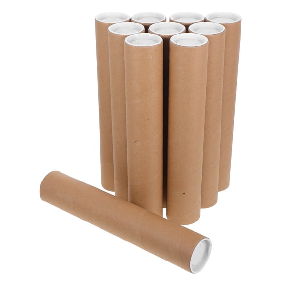 Hemoton 10-Pack Kraft Mailing Tubes for Posters, Drawings, and Documents - Cardboard Shipping Tubes for Secure Storage and Shipping
