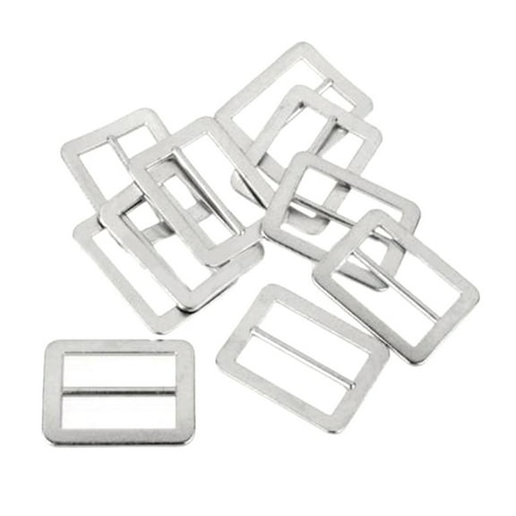 Hemoton 10pcs Metal Sliding Bar Tri-glides Wire-formed Roller Pin Buckles Slider Strap Adjuster