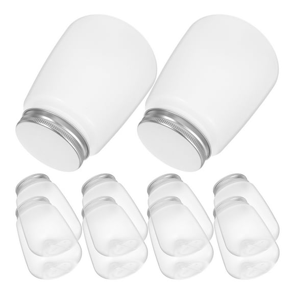 Hemoton 10pcs Milk Tea Cups Plastic Milk Bottles Wide Mouth Water Container Juice Tea Jug Fridge Bottles For Takeout Parties Office Use