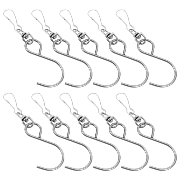 Hemoton 10-Pack Hooks, 360° Rotating Stainless Steel S-Shaped Swivel Hooks for Wind Chimes and