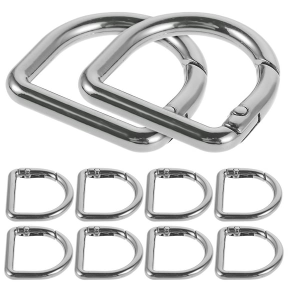 Hemoton 10pcs Small D Ring Carabiner Clips Metal Keychain Spring D Ring Hooks Webbing Buckles for Backpack Purse Chain and Dog Tag Clip Hardware 22mm