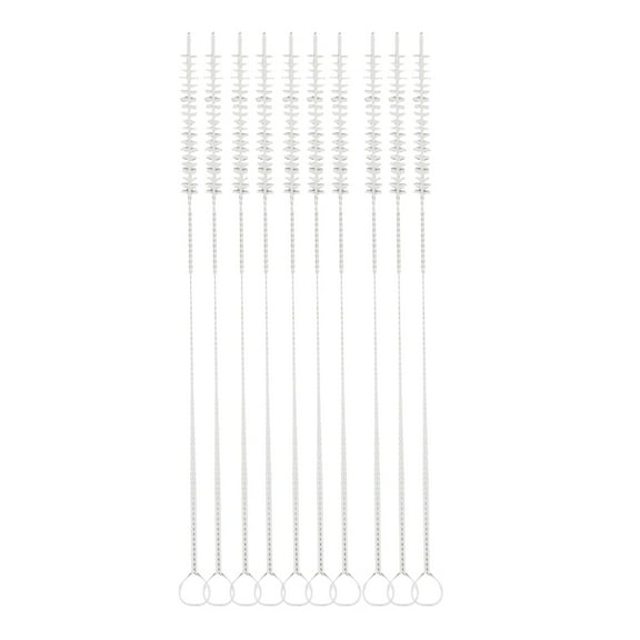 Hemoton 10pcs Stainless Steel Straw Brush Baby Bottle Straw Brush Baby Cleaning Supplies for Baby Kids (White)