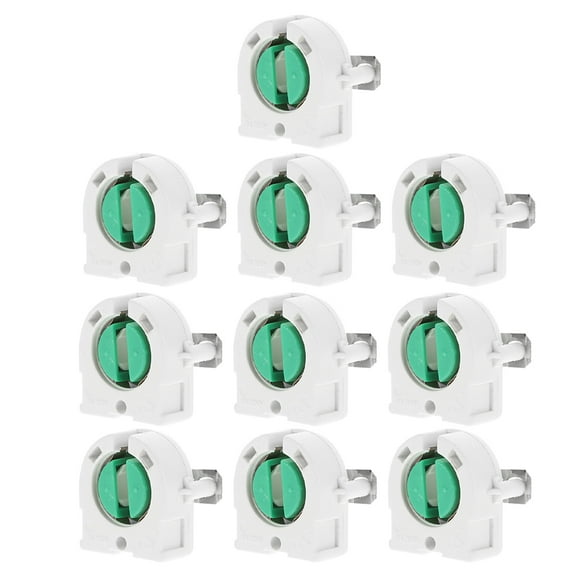 Hemoton 10pcs T8 Fluorescent Tube Light Socket Base Lamp Holder Tombstone Accessory For Led Fluorescent Lampholder Single Bulb Light Fixture