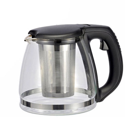 Hemoton 1100ML Household Glass Teapot Heat Resistant Glass Teapot Borosilicate Teapot with Stainless Steel Infuser Tea Maker Set(Black