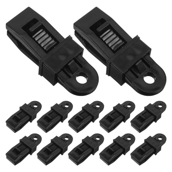 Hemoton 12 Pcs Lock Outdoor Tent Clip Travel 8.50X3.00X2.50CM Black