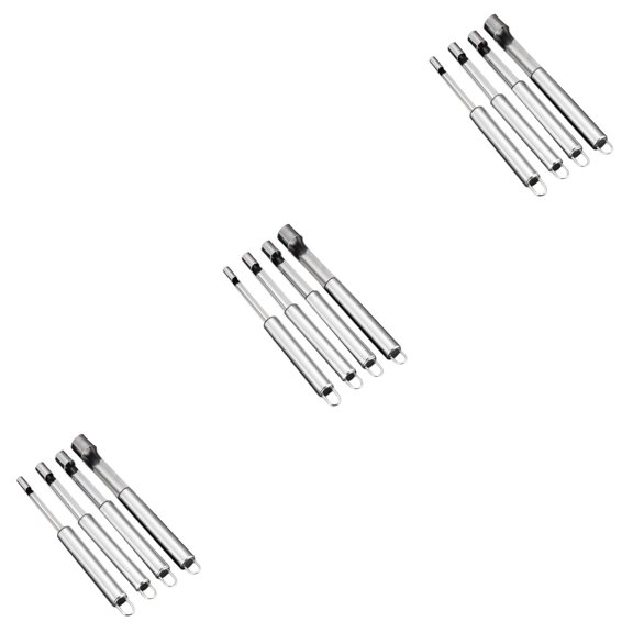 Hemoton 12 Pcs Stainless Steel Round Handle Fruit Corer Premium Pear Core Remover Home Kitchen Utensil (2cm/1.4cm/1cm/0.8cm)