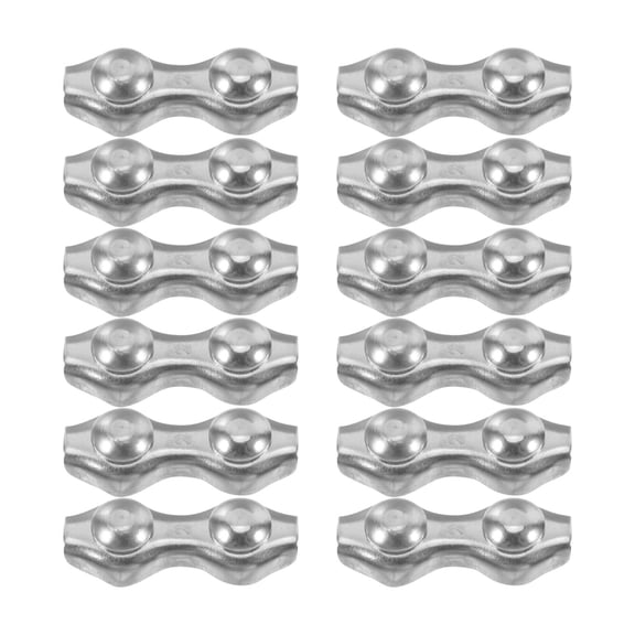 Hemoton 12 Pcs Stainless Steel Wire Rope Clamp 3.00X1.50X1.20CM Silver