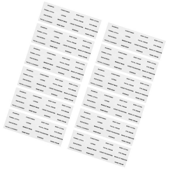 Hemoton 12 Sheets Transparent Travel Bottle Labels for Toiletries Shampoo Conditioner Skincare Plastic Stickers