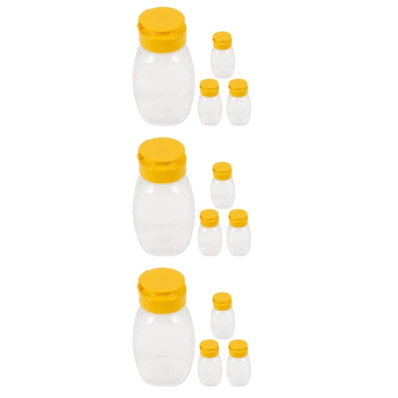 Hemoton 12-Pack Refillable Plastic Honey Squeeze Bottles with Lids, Empty Condiment Dispensers for Maple Syrup, Ketchup, Mustard, Salad Dressing