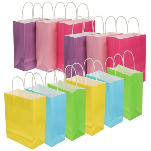 Hytrove Paper present Bags with Handles Purple 12Pcs 8.7X6.3X3.1In