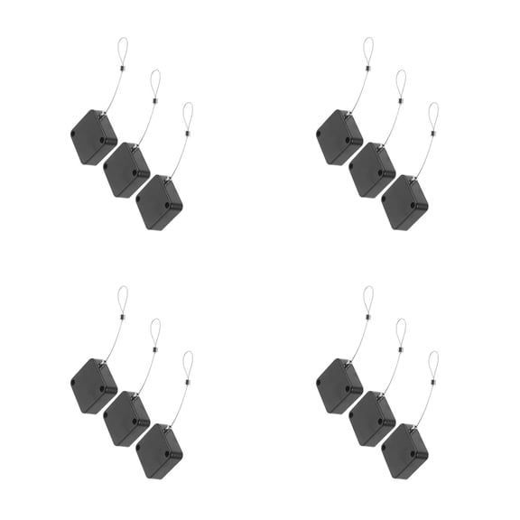 Hemoton 12-Pack Retractable Cable Tether Locks with Steel Wire Rope, Anti-Lost Security Wire Holders for Convenient Cable Management