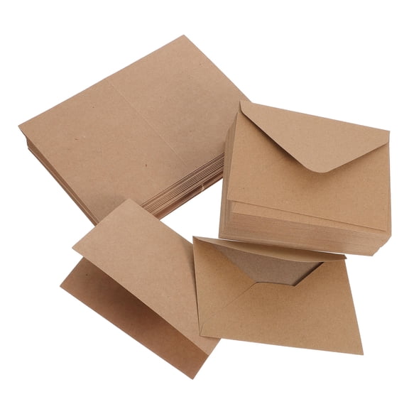 Hemoton 120 Pcs Blank Cards for Crafts Folded Wedding Invitations Khaki