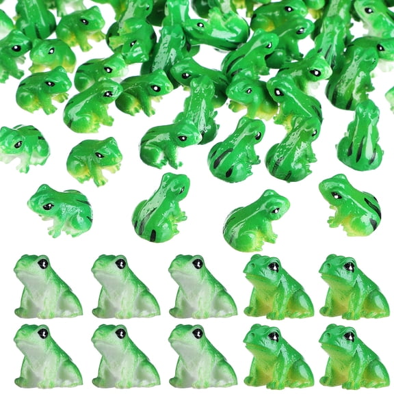 YOSADIER 120Pcs Tiny Resin Frogs Bulk Green Figurines for Home Garden and Terrarium Decoration