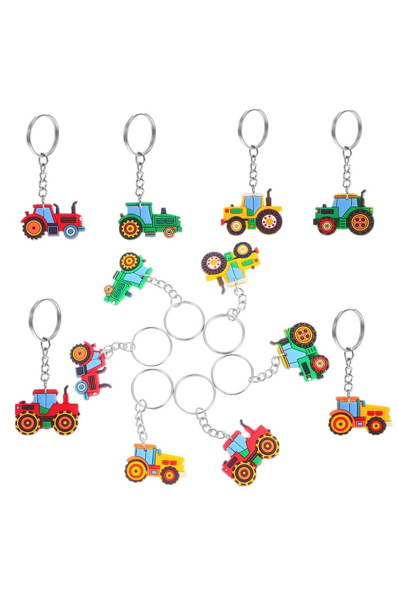 12Pcs Farm Tractor Keychains in Assorted Colors Ideal for Party and Daily Use
