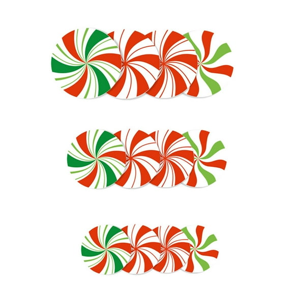 Hemoton 12PCS Wall Sticker Candy Round Shape Self-Adhesive Floor Decals Window Sticker for Christmas Party Decoration