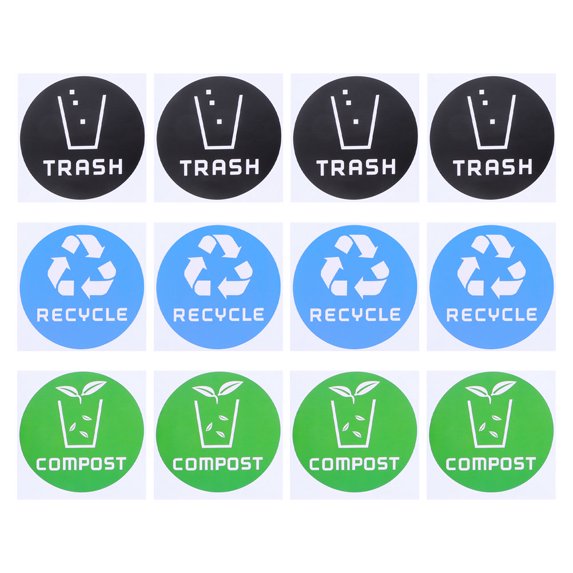 Hemoton 12pcs Classification Stickers for Recycling Bins Self Adhesive ...