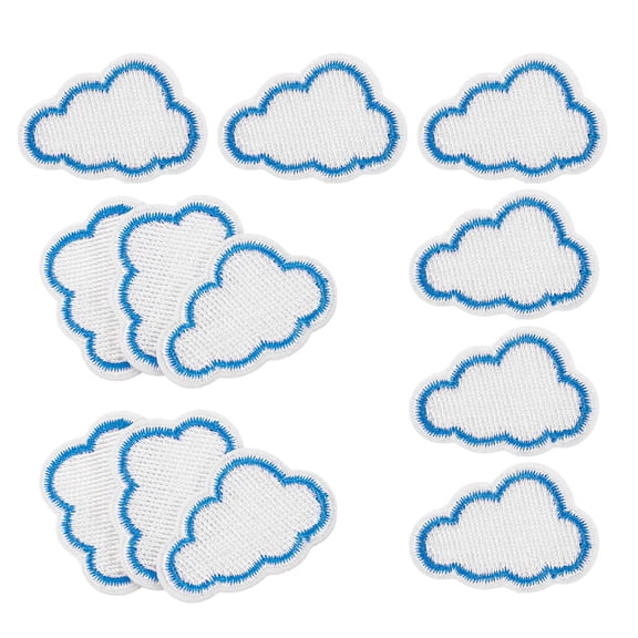 Hemoton 12pcs Cloud Shape Iron-On Embroidery Patches Cute Cloud Appliques DIY Cloud Embellishments Applique Badge Sign for Clothing Costume