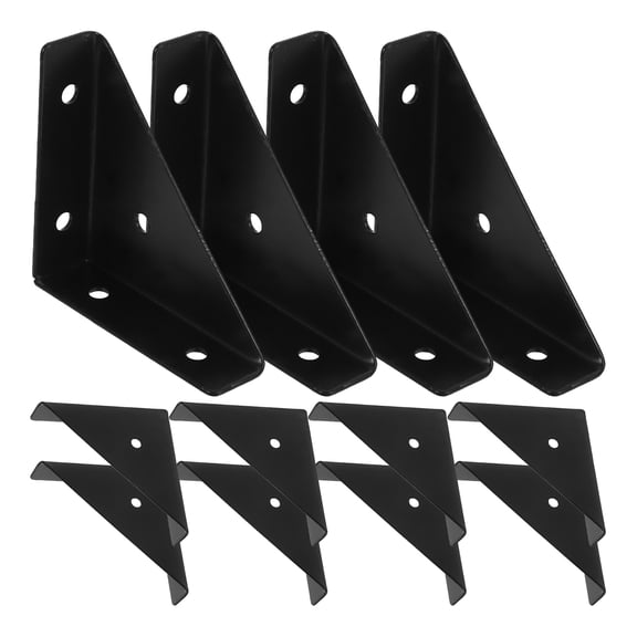 Hemoton 12pcs Corner Brace Brackets Corner Braces for Wood Metal Corner Brackets Triangle Shelf Bracket Black Angle Bracket Corner Desk Connector with Screws for Bed Table Cabinet