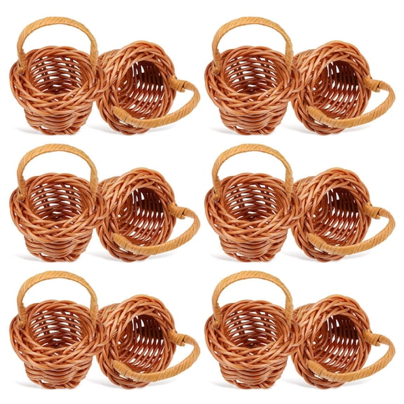 Phenofice Chocolate Plastic Flower Gathering Basket 12Pcs 2.4X1.6X1.6In