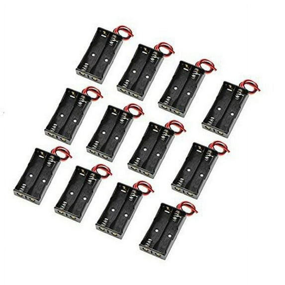12-Pack AA Battery Holder with Wired Connection, Black Metal and Plastic, Portable 5V Power Supply