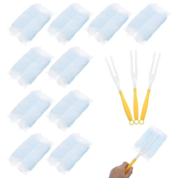 Hemoton 13pcs Static Dust Removal Brush Kit With Handle Disposable Electrostatic Duster Refills For Home Office Cleaning Furniture Car