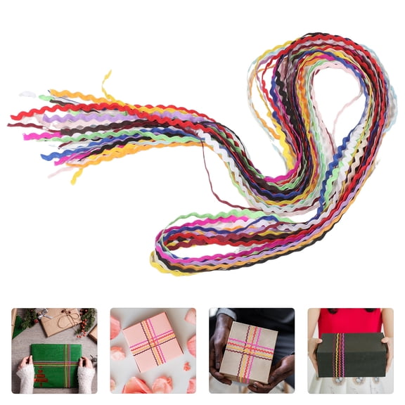 Hemoton 14pcs Bending Fringe Trim 5mm Nautical Ribbon Wave Trim Ribbons Gift Wrapping Crafting Supplies for Sewing DIY and Floral Decorations (2 Yards)