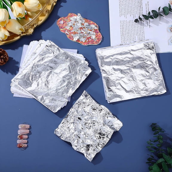 RENACLIPY Craft Foil Sheets Silver Foil 150Pcs Moisture Resist Diy Crafting