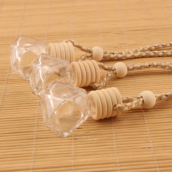 Hemoton 15pcs Car Hanging Perfume Bottles 8ml Glass Refillable Air Freshener Diffuser Bottles Empty Aromatherapy Fragrance Essential Oil Diffuser Pendant Bottles Auto Ornaments Home Decor