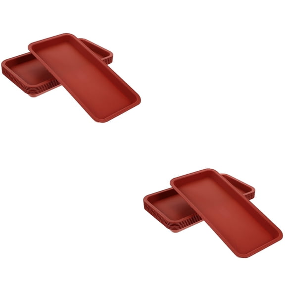 Hemoton 16-Piece Rectangular Plastic Planter Trays, Reusable Flower Pot Saucers for Bonsai and Plant Drainage