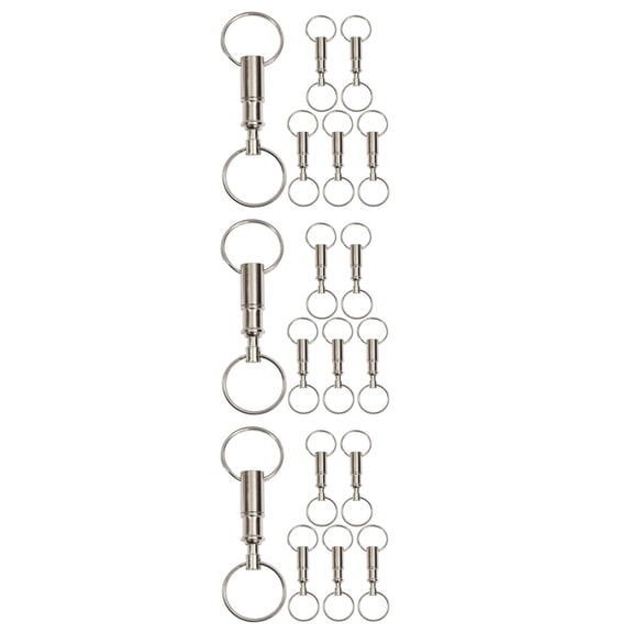 Hemoton 18-Piece Quick Release Detachable Keychain with Double Spring Snap Clips, 8cm Pull Apart Lock Holders for Men and Women