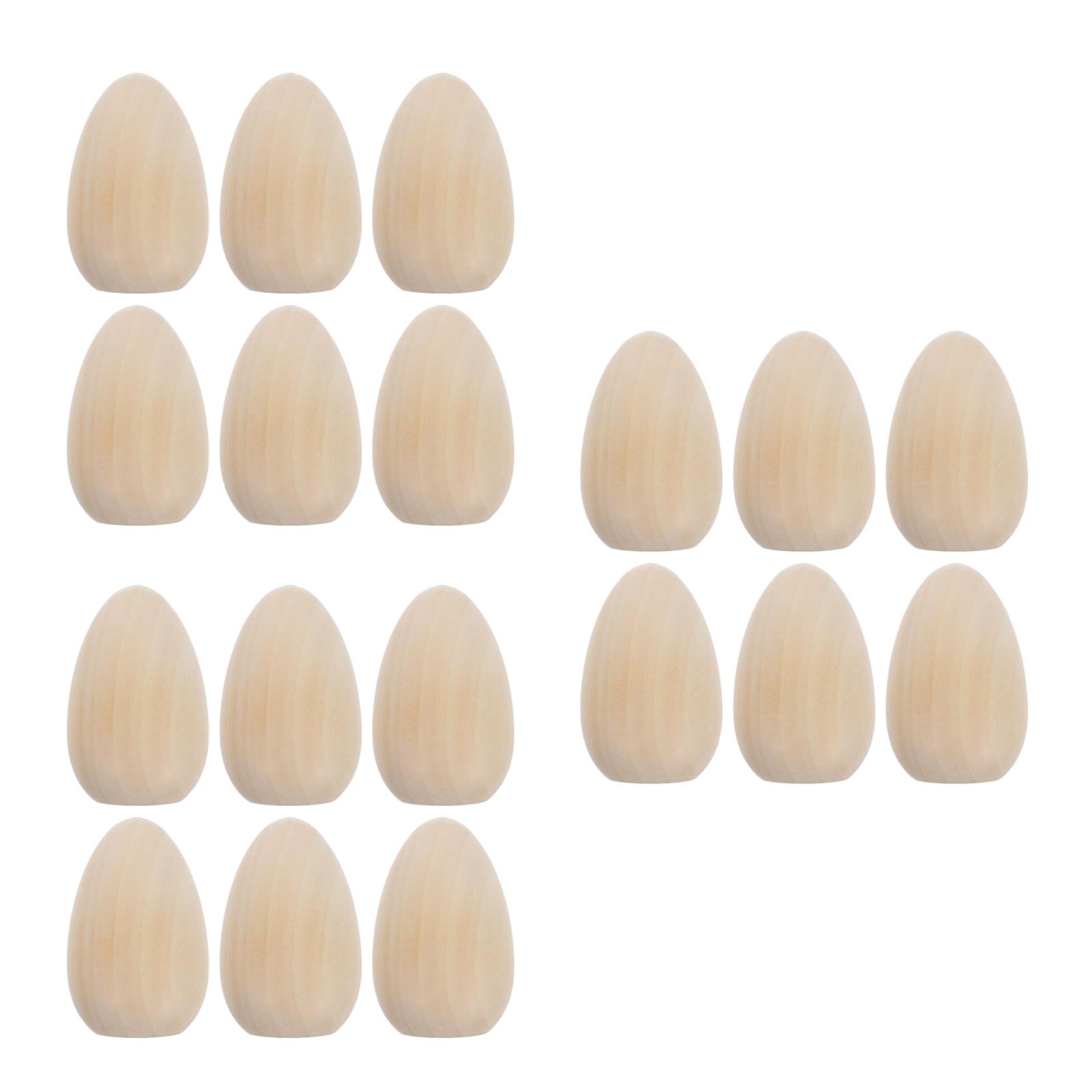 Hemoton 18-Piece Wooden Eggs Set Unpainted Easter Eggs for Decorating, Painting, Graffiti Toy Ornaments for Easter Party Fun