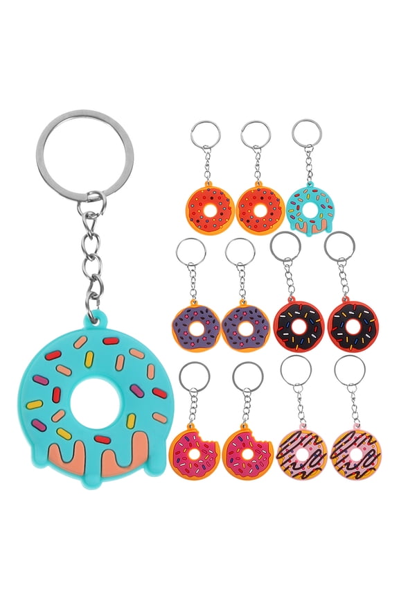 18pcs Donut Keychain Cartoon Sweet Keyrings Doughnut Shaped Hanging Charm Bags Charm