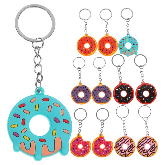 Hemoton 18pcs Donut Keychain Cartoon Sweet Keyrings Doughnut Shaped Hanging Charm Bags Charm